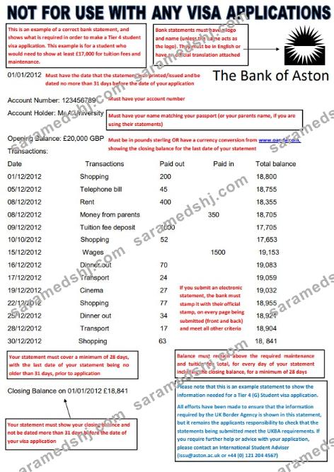 United Kingdom The Bank of Aston bank statement template in Word format